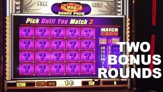 Quick Hit Wild 7's 777 TWO BONUS ROUNDS at max bet Slot Machine Live Play