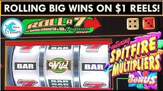 BIG WINS MAX BETTING $1 REEL SLOT MACHINES - Roll a 7, Pinball, Diamond Jackpots