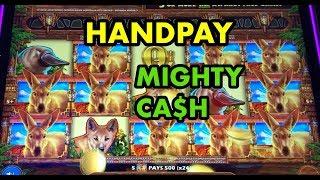 HANDPAY: MIGHTY CASH Outback Bucks bonuses + line hit handpay!