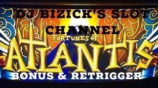 ~•️FREE SPIN BONUS WITH RE-TRIGGER •️•️Fortune of Atlantis Slot Machine • DJ BIZICK'S SLOT CHANNEL