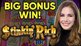 BIG BONUS WIN!! ONLY 10 LINES!!! Stinkin Rich Slot Machine!!