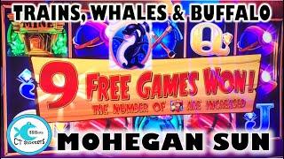 MOHEGAN SUN MONDAYS! Episode: TOO MANY TO COUNT! BOTH ALL ABOARD BONUSES on $5 BET; 5 SYMBOL CURSE?