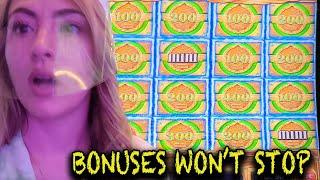 BONUS After BONUS Lands NICE WIN on Mighty Cash Slot Game in Las Vegas!
