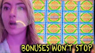BONUS After BONUS Lands NICE WIN on Mighty Cash Slot Game in Las Vegas!