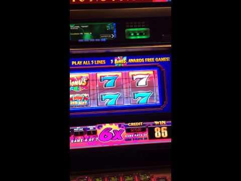 Sizzling 7's high limit slot machine $25 bet bonus win