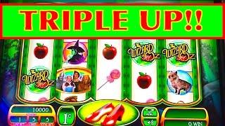 HOW TO TRIPLE UP IN 3 SPINS! "RUBY SLIPPERS" (MAX BET!) Slot Machine Bonus Win Videos