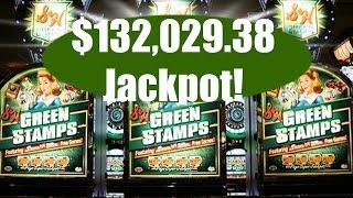 • $132,029.38 Win NO Bonus! High Roller Video Slots Jackpot Handpay Green Stamps Slot • SiX Slot - M