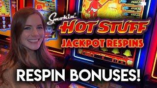 Trying The New Smokin Hotstuff Jackpot Respins Slot Machine! NICE WINNING SESSION!