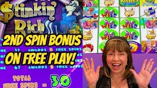 2nd Spin Bonus on Stinkin Rich on Free Play!