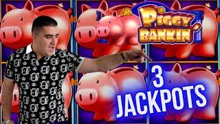 3 HANDPAY JACKPOTS On High Limit Piggy Bankin Slot Machine