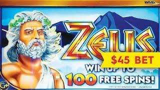 JACKPOT HANDPAY! Zeus Slot - $45 Max Bet - AS IT HAPPENS!