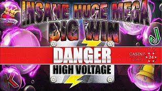 MUST SEE!!! INSANE HUGE MEGA BIG WIN on Danger! High Voltage Slot (Big Time Gaming) - 2€ BET!