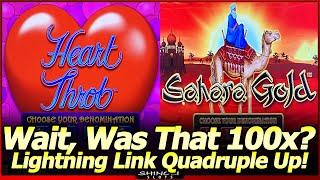 Wait, Was That a 100x Win!? Heart Throb and Sahara Gold Lightning Link Play and Hold & Spin Bonuses!