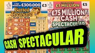 £75M CASH SPECTACULAR ""BURIED TREASURE ""LUCKY NUMBERS ""CASHWORD MULTIPLIER ""SPIN £100""GOLD 7s