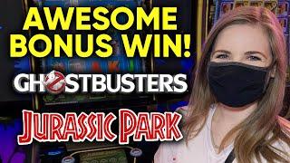 Am I Psychic? Very Nice BONUS! Ghostbusters 4D Slot Machine! Jurassic Park Bonus Feature!
