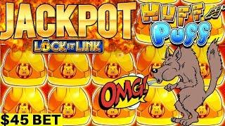 •2 HANDPAY JACKPOTS• On High Limit Huff N Puff Slot Machine - $45 BET | High Limit Slot In Las Vegas
