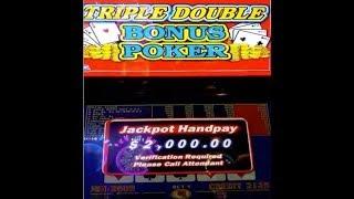 Triple Double Bonus Poker~$2K Jackpot~Four4's+3 @Caesar'sLas Vegas, Sept2017