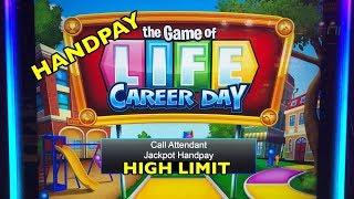 HANDPAY: New Slot - Game of Life Career Day (High Limit - 10 cent denom)
