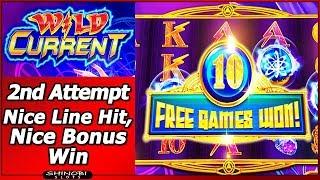 Wild Current Slot - Second Attempt, Nice Line Hit and Free Spins Bonus Win