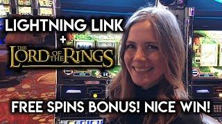 Lightning Link Bonus Win!!! Lord of the Rings Free Spins Retrigger!!!