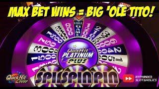 Quick Hits Platinum Plus MAX BET Slot Bonus WINS!