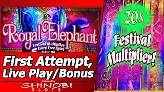 Royal Elephant Slot - First Attempt, Live Play and 3 Free Spins Bonuses