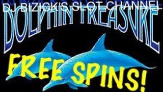 Dolphin's Treasure Slot Machine ~ FREE SPIN BONUS ~ PROGRESSIVE JACKPOT PICKING!! • DJ BIZICK'S SLOT