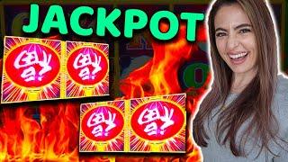 4 SYMBOL BONUS + JACKPOT HANDPAY on HIGH LIMIT DRAGON LINK Slot Machine in VEGAS!