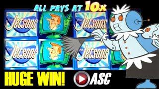 *HUGE WIN* THE JETSONS | WMS - MAX BET! George Jetson 10X PAY Slot Machine Bonus