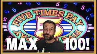 100 SPINS on FIVE TIMES PAY! • WHAT'S THE PAYBACK % • BIG WINS ON SLOTS