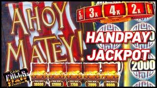 High Limit Cash Falls Pirate's Trove HANDPAY JACKPOT $50 MAX BET Session & Bonus Round Slot Machine