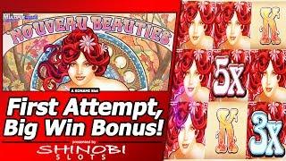 Noveau Beauties Slot - First Attempt, Big Win Free Spins Bonus