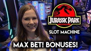 Jurassic Park Slot Machine! MAX BET BONUSES!!