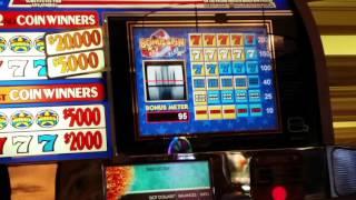High Limit Slot Machine BIG WIN Bonus Spin Red White Blue