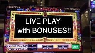 CLEOPATRA at 3 Different Casinos! •LIVE PLAY w/BONUS• Slot Machine Pokie in Vegas and SoCal