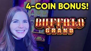 Nice 4 Coin Bonus! Re-Triggers! Buffalo Grand Slot Machine!