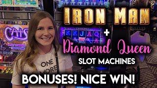 NICE WIN! Diamond Queen + IronMan Slot Machines! BONUSES