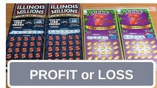 Scratching four lottery tickets - Two Illinois Millions and Two Lucky 7 Multiplier