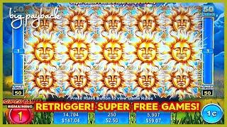RETRIGGER BONUS! Sun Money Slot - SUPER FREE GAMES!