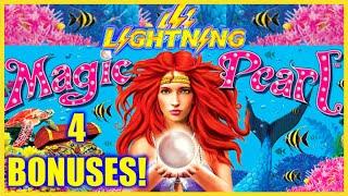 HIGH LIMIT Lighting Cash Link Magic Pearl (4) $25 Bonus Rounds Slot Machine Casino