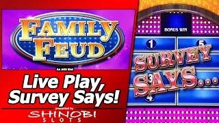 Family Feud Slot - Live Play with Survey Says Bonus in my First Attempt