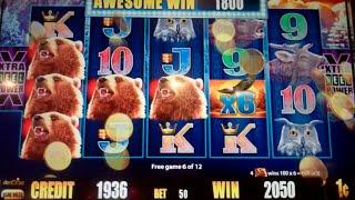 Alaskan Storm Deluxe Slot Machine Bonus - 12 Free Games Win with 3x & 6x Wild Multipliers