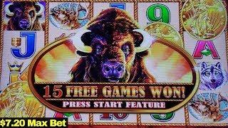 $7.20 Bet Max Bet Buffalo Gold Slot Bonuses Won | Nice Session | Live Slot Play