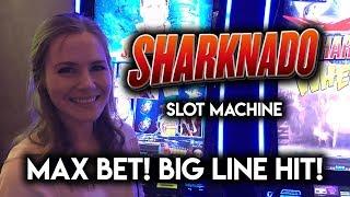 MAX BET! SHARKNADO Slot Machine! Big Line hit and Random Features!!!