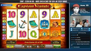 HUGE WIN!! Captain Venture Big Win - Casino Games - Slots (10€ bet)