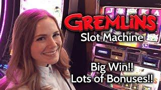 Gremlins Slot Machine BIG WIN!! Progressive Jackpot Bonus!!!