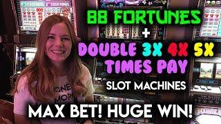 INCREDIBLE HUGE WIN on DOUBLE 3X 4X 5X Pay! $8.80/Spin 88 Fortunes Slot Machine!