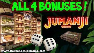 All 4 BONUSES !! JUMANJI SLOT Online Casino Game Win