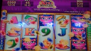 Clairvoyant Cat Slot Machine Bonus - 15 Free Games Win with 5th Reel Wild