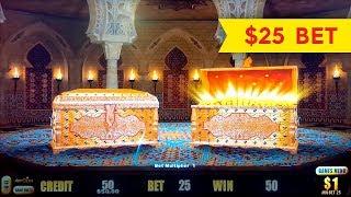 $1 DENOM ACTION! Lightning Link Sahara Gold Slot - $25 MAX BET BONUS!